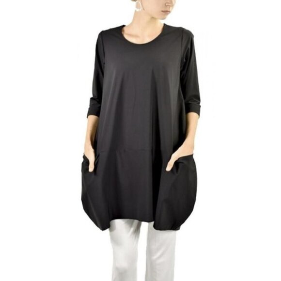 JASON Portofino Pocket Tunic Top in Dark Gray Lagenlook Minimalist - Size S - Picture 1 of 15